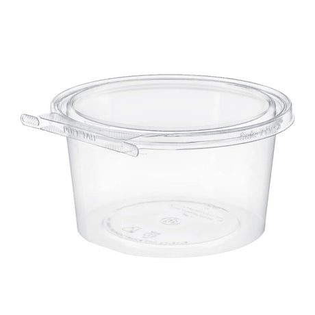 Safe-T-Fresh 49 oz. Tamper Evident Round Hinged Deli Tub - Case of 132 - #TS7046