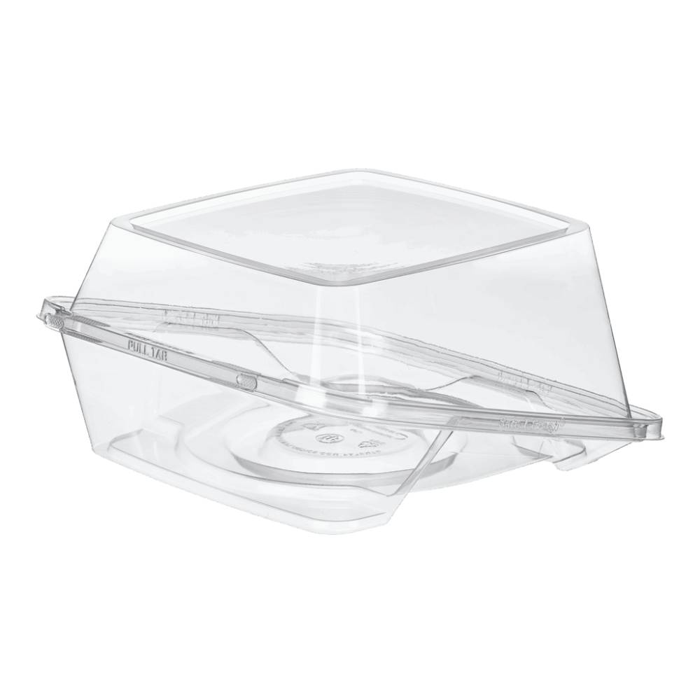 Safe-T-Fresh 8" Tamper Evident Plastic Hinged Cake Container - Case of 44 - #TSCKB08D