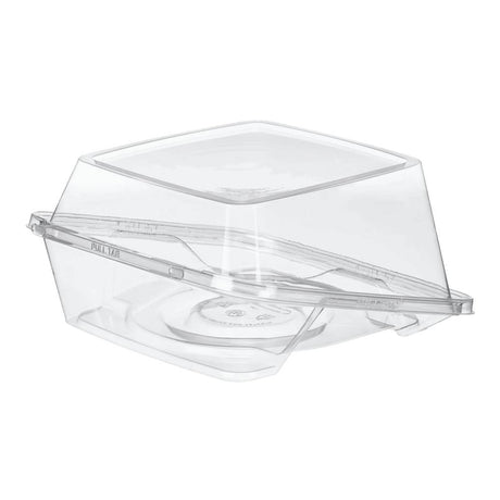 Safe-T-Fresh 8" Tamper Evident Plastic Hinged Cake Container - Case of 44 - #TSCKB08D
