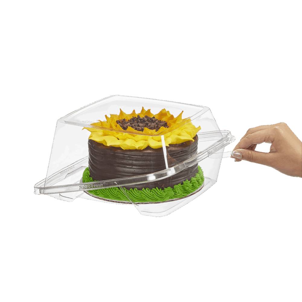 Safe-T-Fresh 7" Tamper Evident Plastic Hinged Cake Container - Case of 44 - #TSCKB07D
