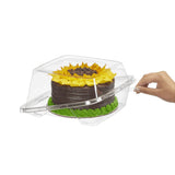 Safe-T-Fresh 7" Tamper Evident Plastic Hinged Cake Container - Case of 44 - #TSCKB07D