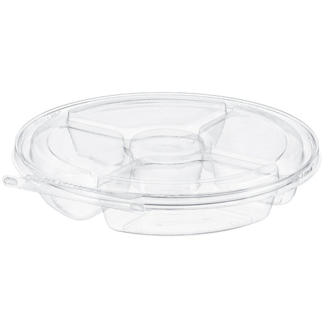 Safe-T-Fresh 54 oz. Tamper Evident 5-Compartment Hinged Veggie Platter - Case of 64 - #TSPL054C5