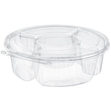 Safe-T-Fresh 104 oz. Tamper Evident 5-Compartment Round Snack Platter - Case of 52 - #TSPL104C5