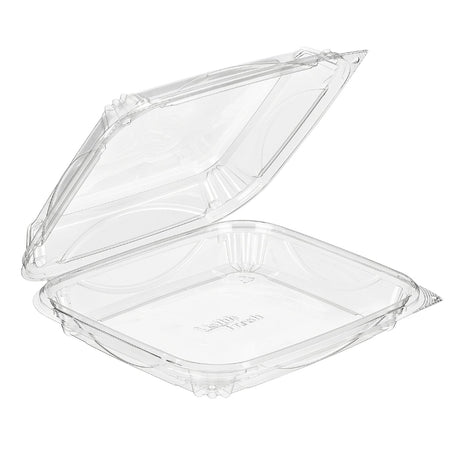 VisiblyFresh 8 x 7 Square Hinged Plastic Bakery Container with Low Dome Lid - Case of 110 - #VF8092