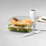 VisiblyFresh 9 x 9 Square 3-Compartment Plastic Hinged Deli Container - Case of 100 - #VF8109