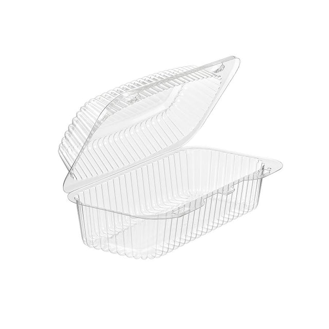 45 oz. Rectangular Plastic Clear Hinged Bakery Container - Case of 300 - #VPP781 Inline Plastics