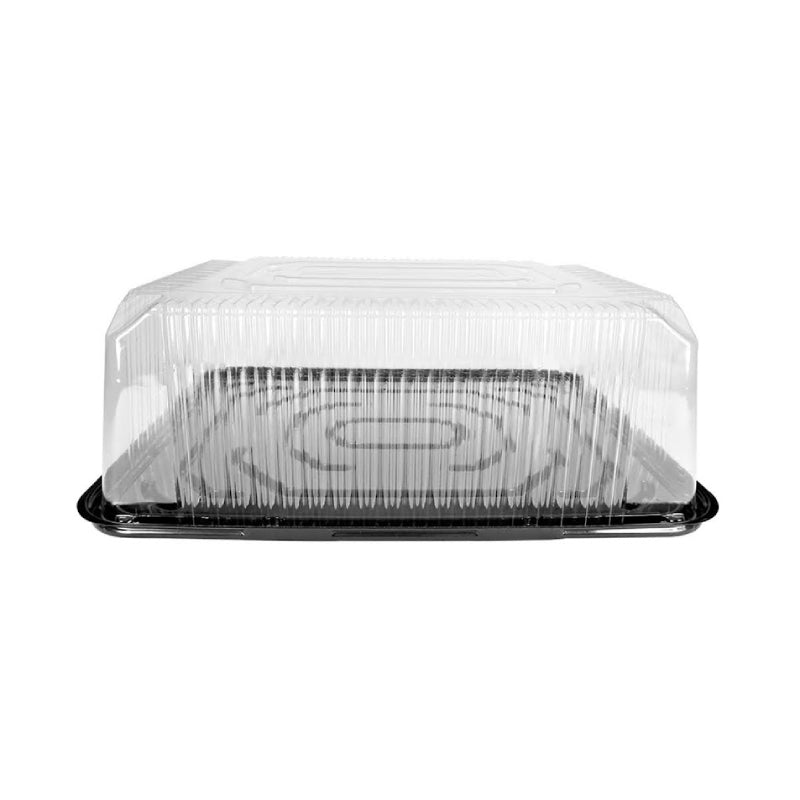 D&W Fine Pack Black 1/4 Sheet OPS Cake Base with High Dome Lid - Case of 80 - #G85