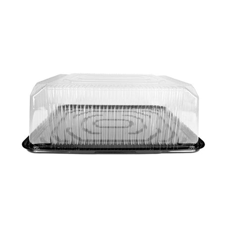 D&W Fine Pack Black 1/4 Sheet OPS Cake Base with High Dome Lid - Case of 80 - #G85