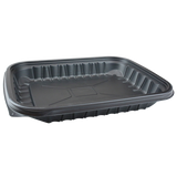 12" x 9" Entrée2Go 48 oz. PP Plastic Black Container - Case of 200 - #YCNB12X94800