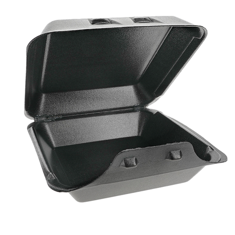 9 x 9.5 x 3.3" PS Foam SmartLock Hinged Lid Container - Case of 150 - #YHLB09010000