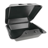 9 x 9.5" PS Foam SmartLock 3-Compartment Hinged Lid Container - Case of 150 - #YHLB09030000