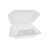 8" x 8" PS Foam SmartLock White 3-Compartment Hinged Takeout Container - Case of 150 - #YHLW08030000