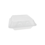 8" x 8" PS Foam SmartLock White 3-Compartment Hinged Takeout Container - Case of 150 - #YHLW08030000