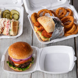 6 x 6 x 3" PS Foam White Hinged Takeout Container - Case of 500 - #YTH100800000
