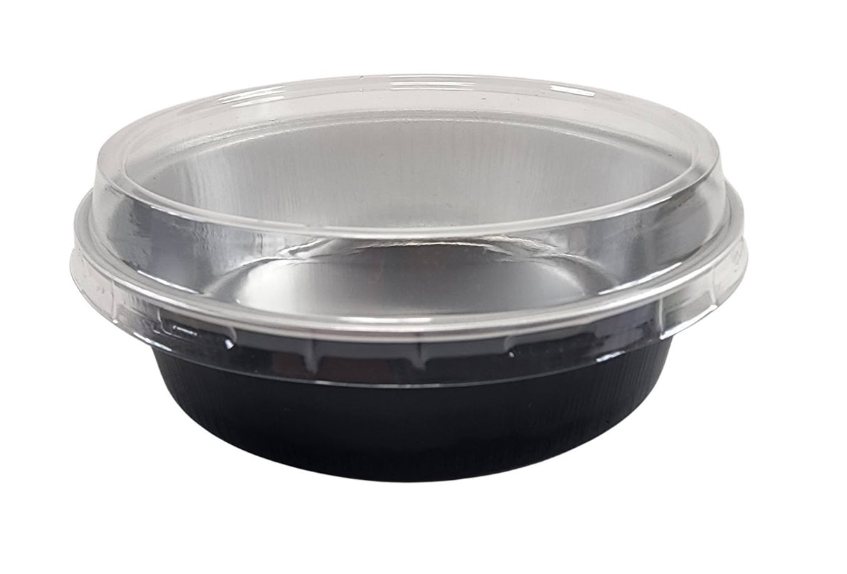 Bandeja de aluminio desechable de 8 oz con tapa de plástico a presión, de color liso (caja de 1000), n.° A42P