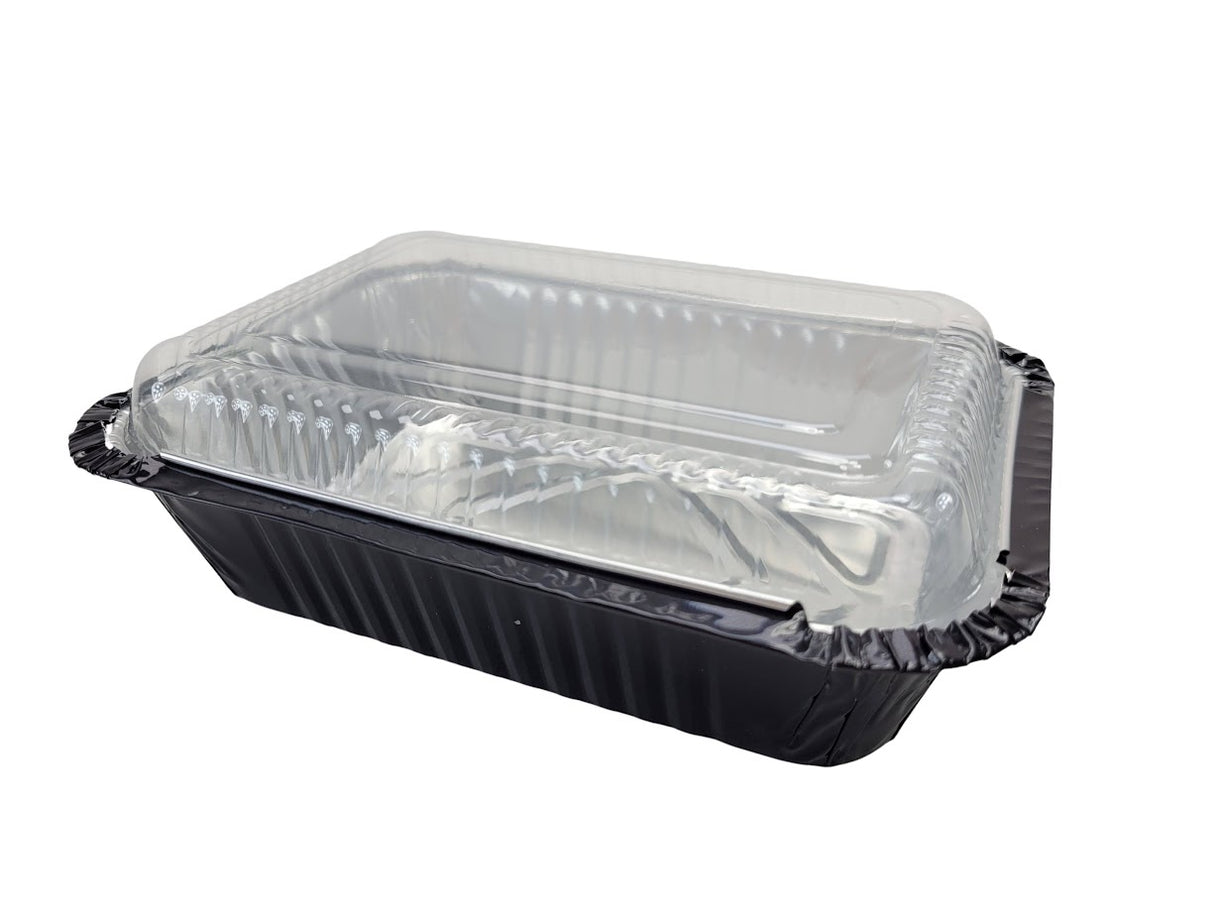 Bandeja para llevar de 1½ lb con tapa de plástico y cubierta de papel de aluminio de colores - Caja de 1000 n.° 7650P