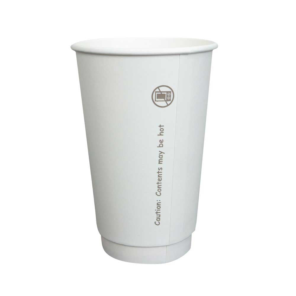 Prime Source White Paper Double Wall Hot Cup, 16 Ounce Capacity - Case of 500