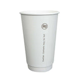 Vaso para bebidas calientes de pared doble de papel blanco de Prime Source, capacidad de 16 onzas (caja de 500)