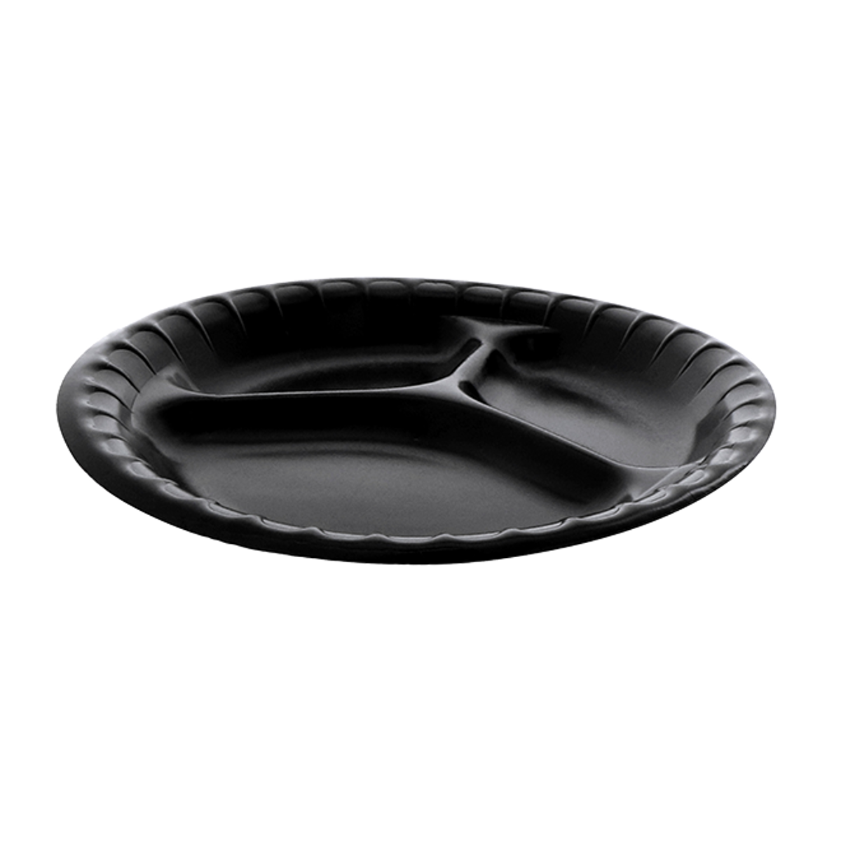 9" 3-Compartment Placesetter Deluxe Laminated PS Foam Plate - Case of 500 - #YTKB00110000