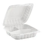 9 x 9 x 3 MFPP 3 Compartment Hinged Take Out Container White - Case of 150 D & W Fine pack