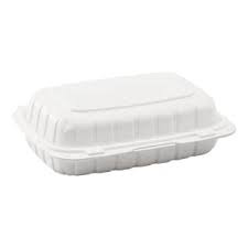 Contenedor de comida para llevar con bisagras de 1 compartimento MFPP de 9 x 6 x 3, color blanco (caja de 200)