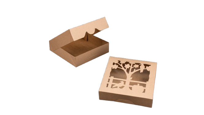 10" x 10" x 2 1/2" Brown Fall Seasonal Window Timesaver Box - case of 50