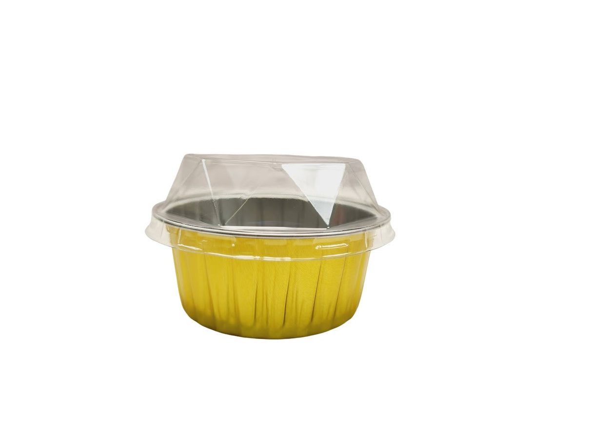 Vaso de postre de aluminio de colores de 4,5 oz con tapa de plástico (caja de 2000 unidades) n.° A35P