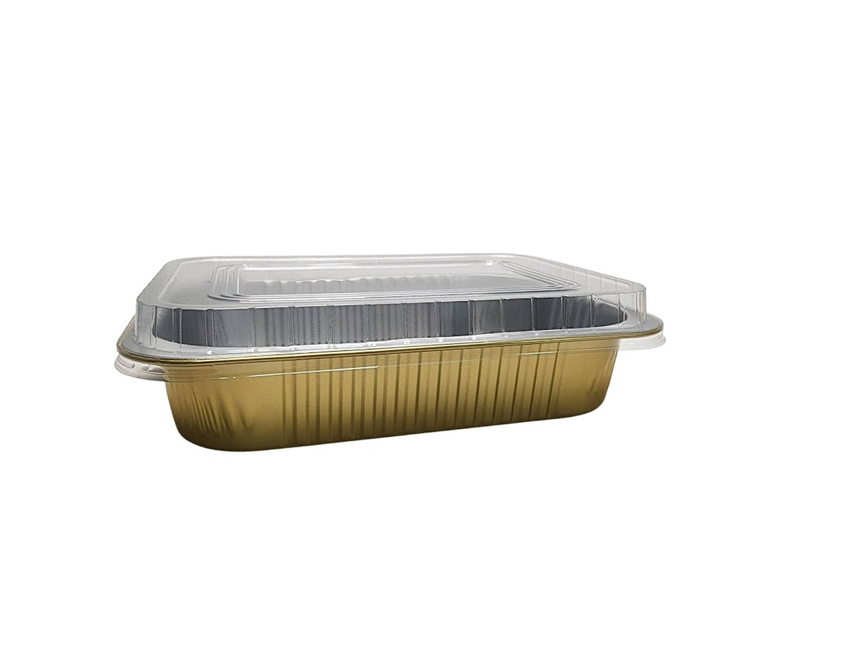 Bandeja para platos principales de aluminio resistente de 11" x 7" con tapa a presión - Caja de 200 #A71P