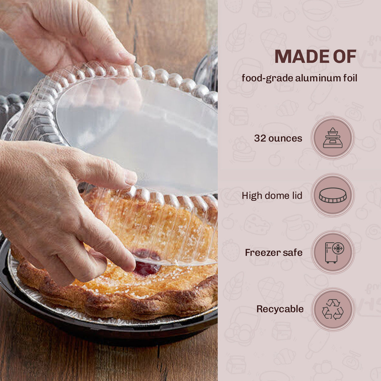 9" Plastic Pie Container w/ High Dome Lid - Case of 160 - #WJ43