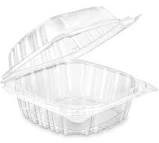 6 x 6 x 3 PP 1 Compartment Hinged Take Out Container Clear - Case of 300