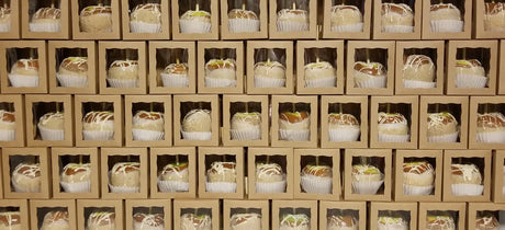 4" x 4" x 4 5/8" Candy Apple Box Brown with Window, Snap Lock Bottom- Case of 100 BRP Box shop