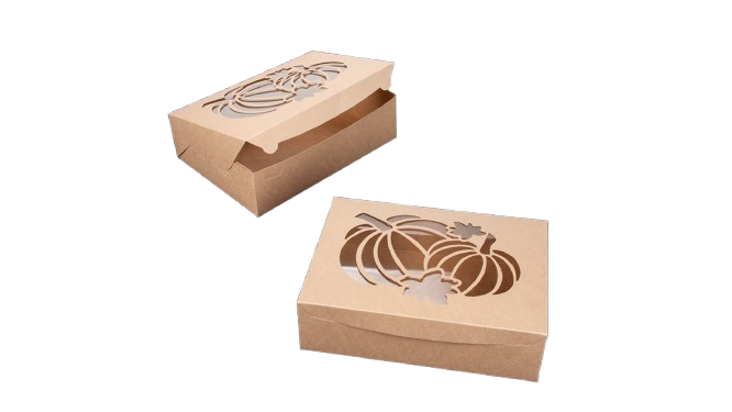 14" x 10" x 4" Brown Pumpkin Window Lock & Tab Box- Case of 50