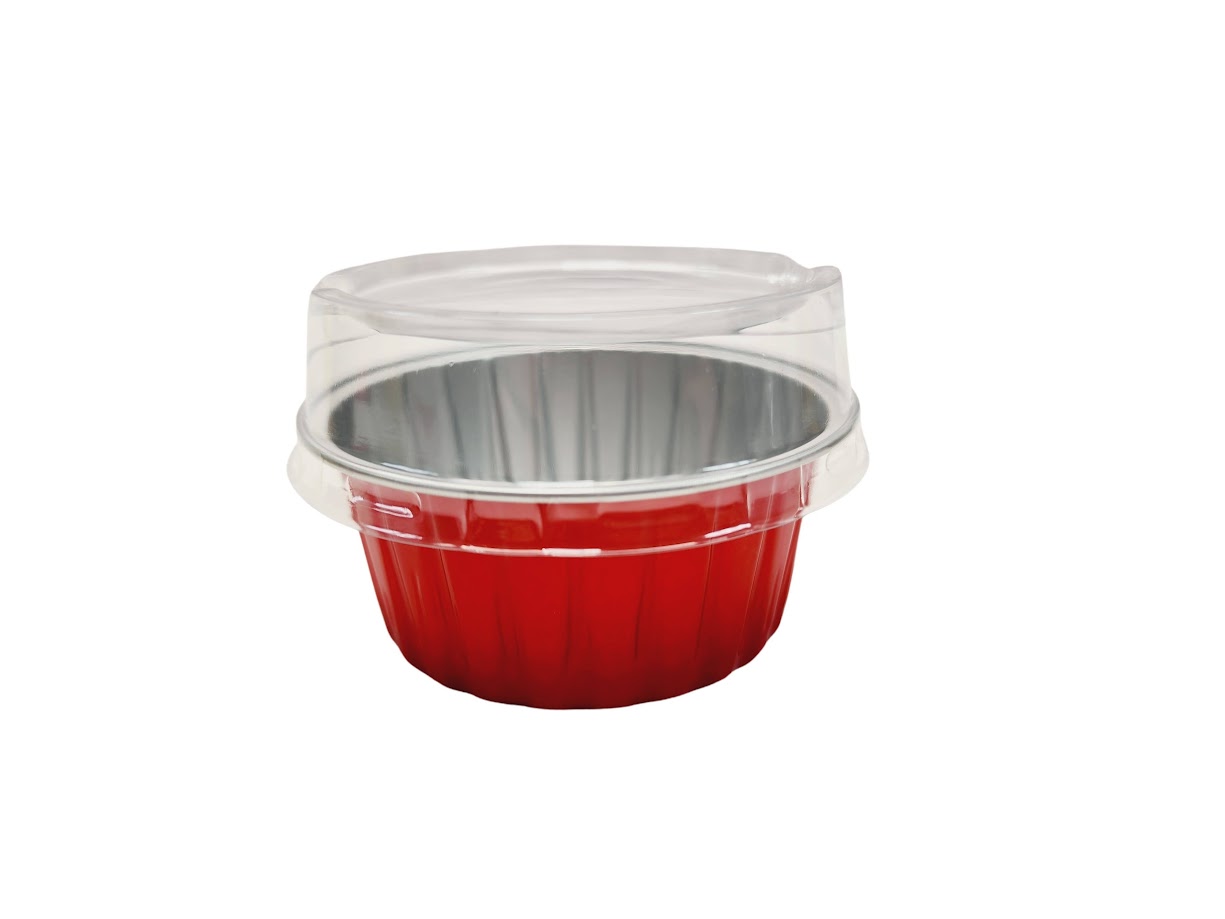 4.5 oz. Colored Aluminum Dessert Cup with Plastic Lid #A35P
