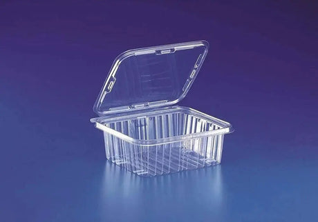 Inline Plastics Safe-T-Fresh 7x6 Rectangular Tamper Evident & Tamper Resistant Clamshell Tub, 64 oz. - Case of 150 - TS64 Inline Plastics