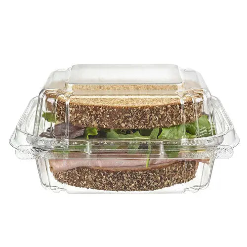 5" x 5" Tamper Evident & Tamper Resistant 25 oz. Deli Clamshell  Container - Case of 272 - #TS5X5 Inline Plastics