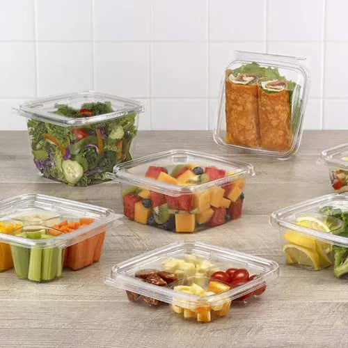 6 x 6 Square Tamper Evident & Tamper Resistant 32 oz. Clamshell Container - Case of 252 - #TSSB32 Inline Plastics